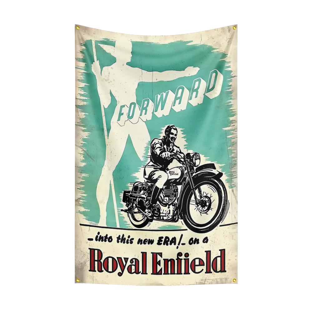 R-Ro-yal E-En-fie-lds Flag Polyester Digital Printed Racing Motorcycle Tapestry Banner for Garage Room Decor