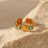 Natural Turquoise Stainless Steel Ring, Summer Bohemian Jewelry Open Finger Ring