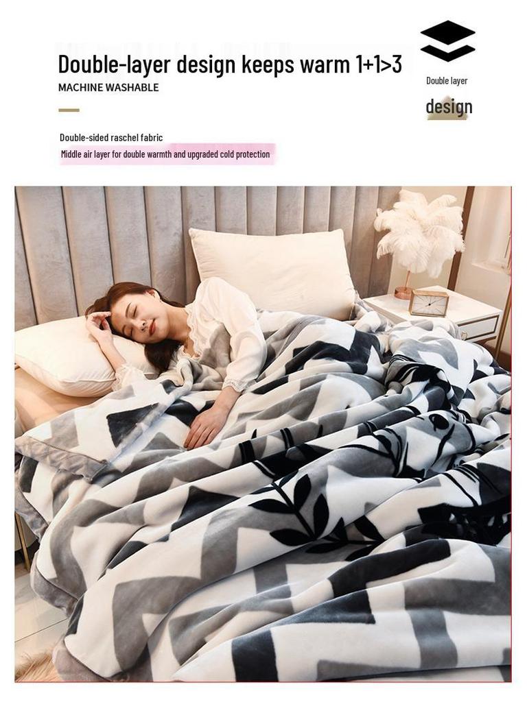 Double-Layer Thickened Raschel Blanket for Adults and Children