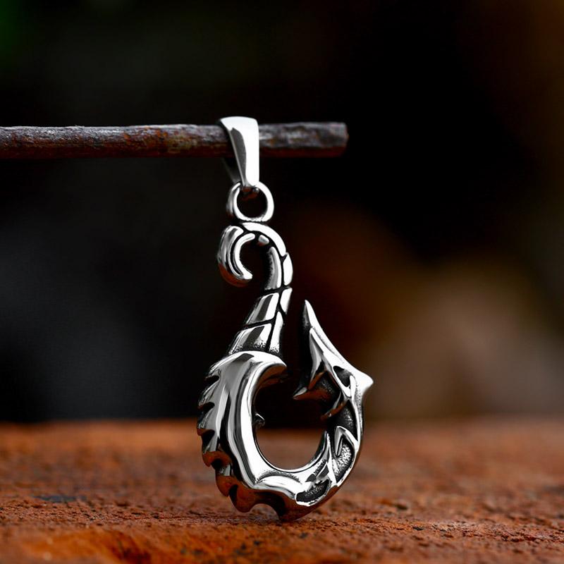 BEIER Viking Fishhook shaped pendant Pendant Necklace Quality Stainless Steel Biker Punk jewelry For Man BP8-1035