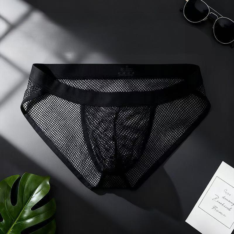 Sexy Men'S Underwear Hollow Mesh Full Transparent Panties High-Fork Briefs See-Through Pouch Underpants  Thin Breathable Bikini
