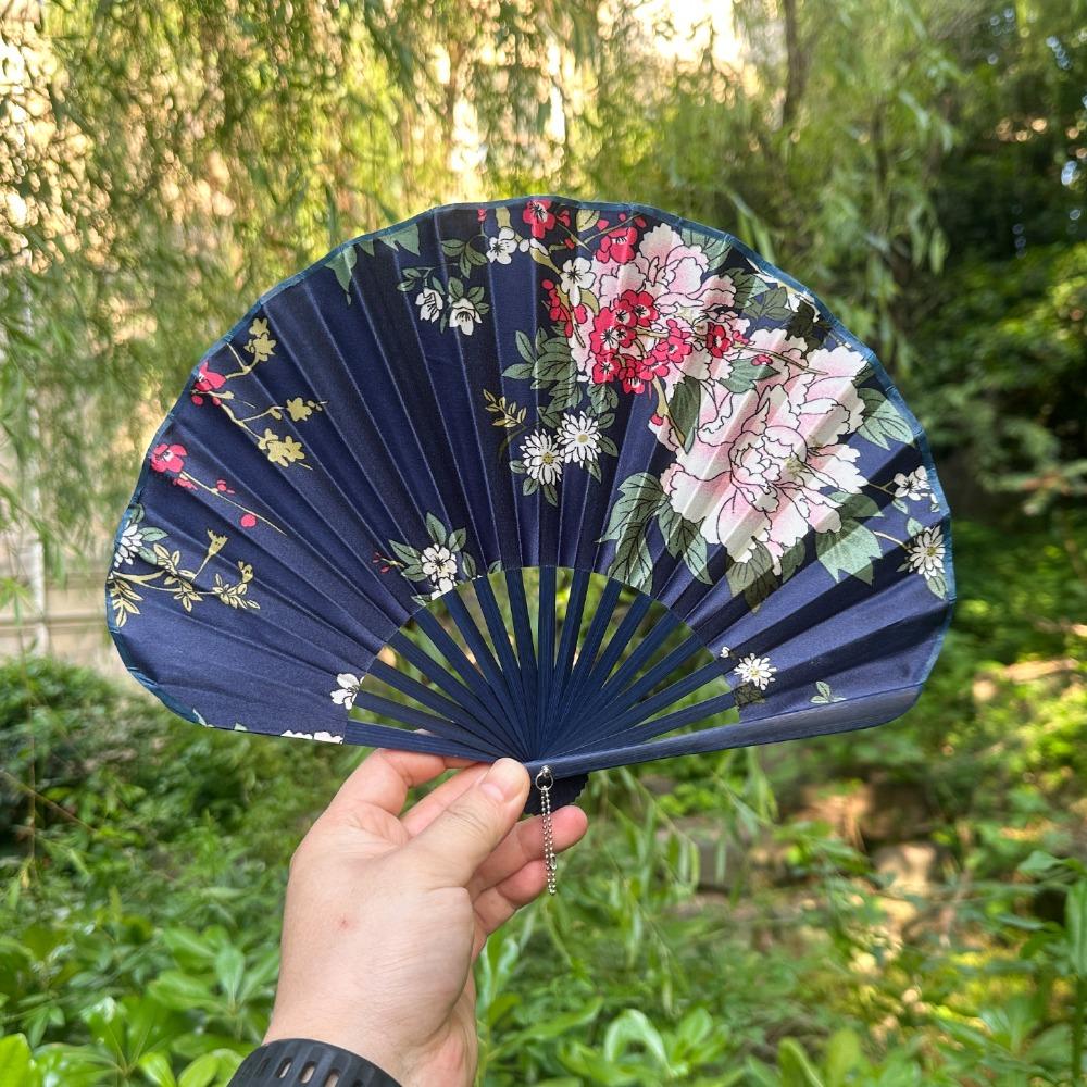 Flower Pattern Japanese Shell Folding Fan Shell Shape Chinese Style Fan Dance Fan  Home Decoration