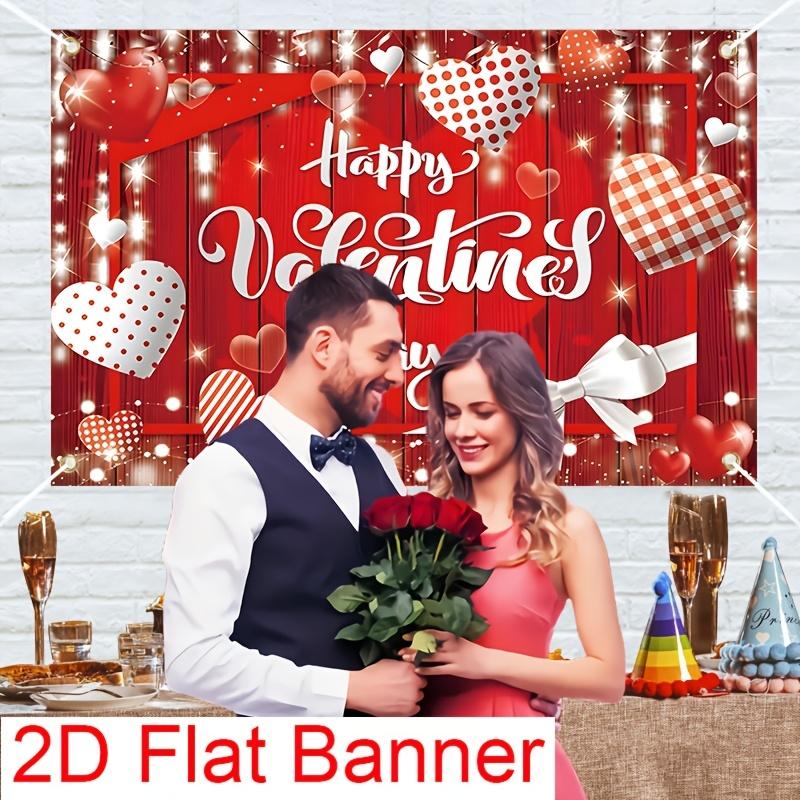 1Pcs Happy Valentines Day Red Heart Bow Decoration Background Romantic Backdrop Decorations For Photo Studio Photo Booth Party