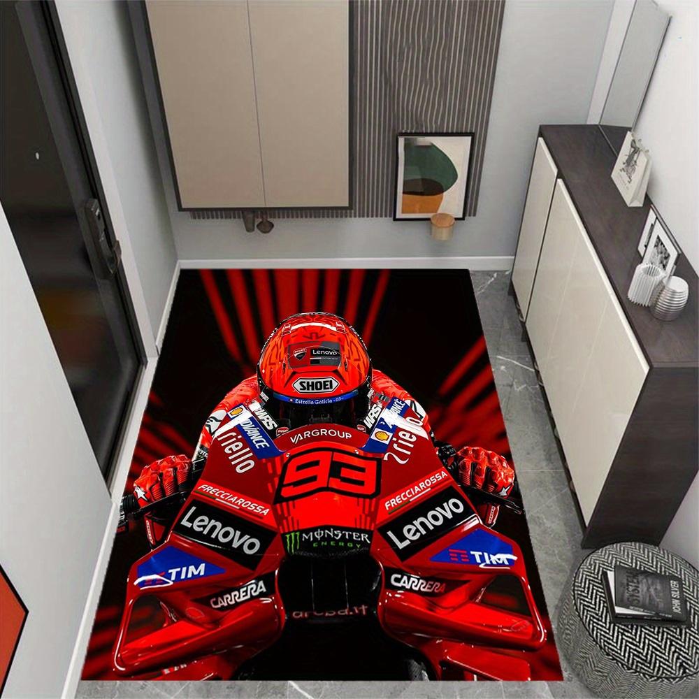 Motorcycle Rider Racing Helmet Themed Antislip Durable Polyester Home Decorative Large Size Logo Design Durable Floor Mat For Living Room Restaurant