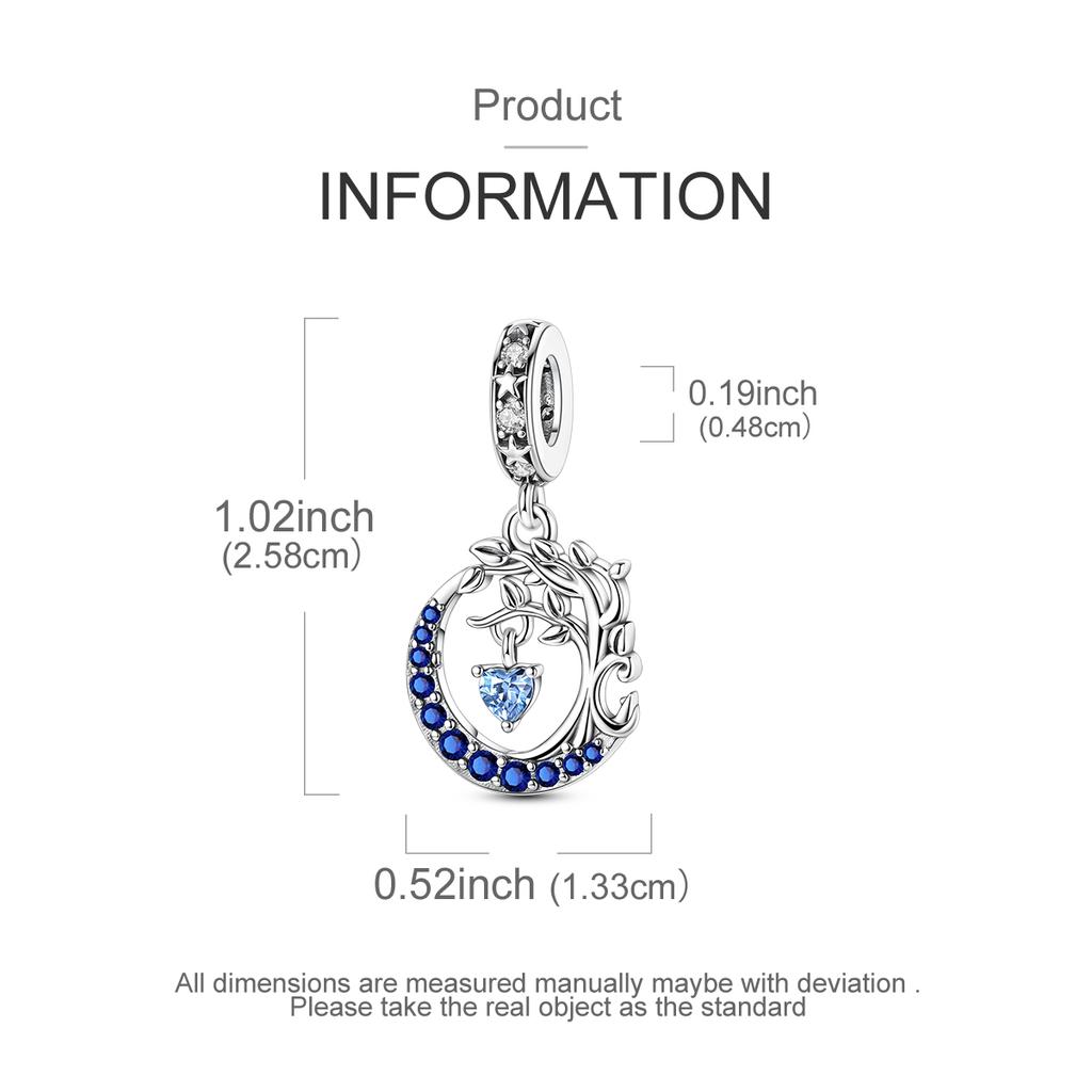 Copper Moon Tree Pendant Charms Jewellery Fit Original Bracelet Necklace For Women Diy Gift