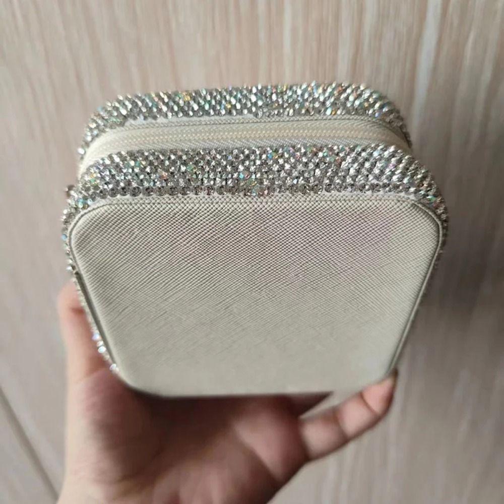 Luxury Travel Earrings Storage Case Square Portable Ring Holder Studded Jewelry Organizer Makeup