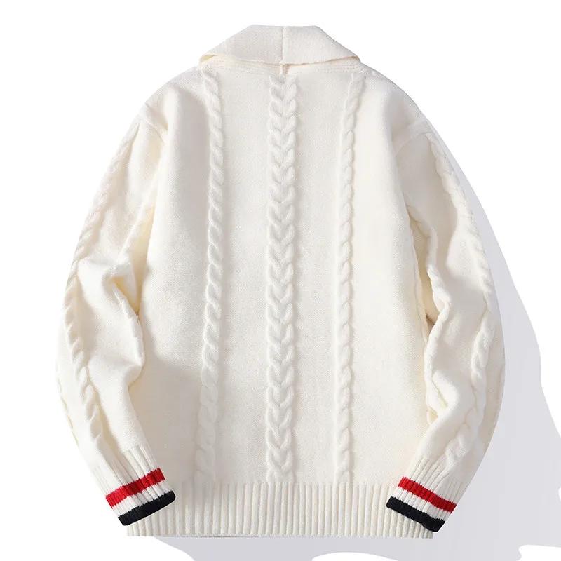 Autumn Winter Casual Sweaters Men Solid Color Knitted Cardigan Male Looose Turn Down Collar Sweatercoats Man