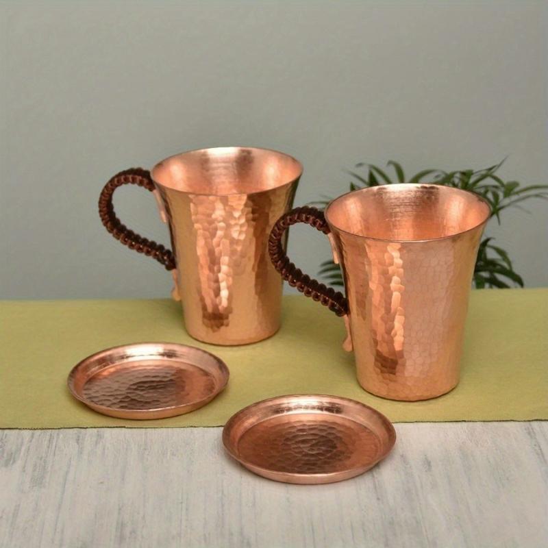 Tazza Moscow Mule in Rame Martellato da 350ml, Tazza da Birra, Tazza da Caffè in Rame Puro con Coperchio