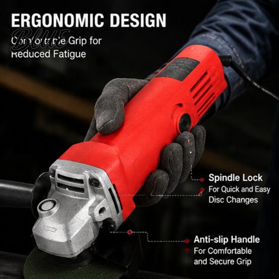 Corded Angle Grinder Electric with Auxiliary Handle  11000RPM Power Tool for Metal Cutting Multi Purpose Machine Grinding Polishing & Rust Removal
