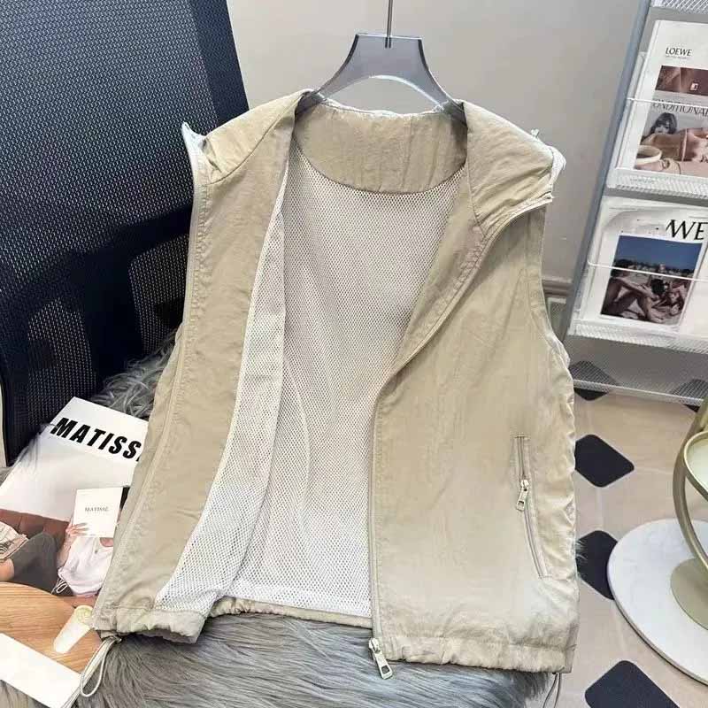 

Жилет для женщин Хлопковые топы без рукавов Повседневный худи Однотонный Тонкий Дышащий Оверсайз Повседневный жилет XXXL дубильная кора