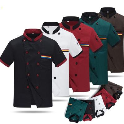 Restaurant Cook Shirt Short Sleeve Chef Jacket Baker Uniform Kitchen Caterers Clothes