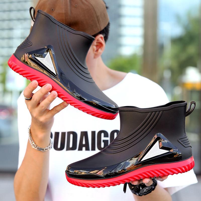 Men's Rain Shoes Short Rain Boots Men's Outdoor Fishing Wading Boots Non-slip and Wear-resistant Water Shoes Low Tube Versatile Fashion Rubber Shoes