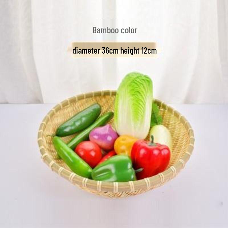 Handwoven Bamboo Winnowing and Storage Basket – Round Basket for Steamed Buns, Fruits, Vegetables, and Draining.