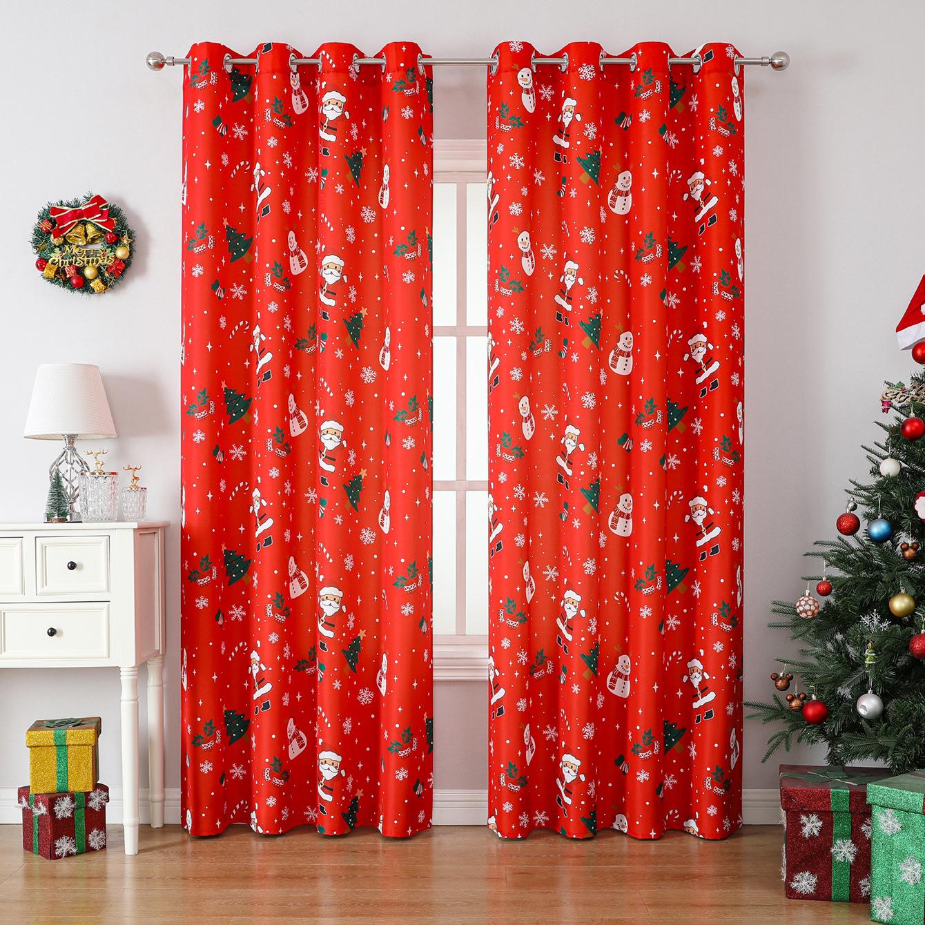 

Рождественская горячая распродажа Принтованные шторы, Шторы с праздничным рисунком снежинки, лося, Санты (width 132 * height 160cm) 52 × 63 /piece