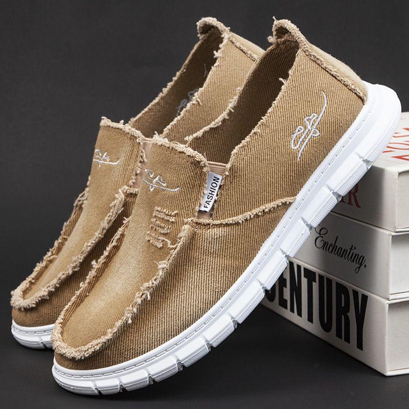 New men's cloth shoes beggar shoes old Beijing cloth shoes men's canvas shoes soft sole wear-resistant one-pedal men's shoes casual