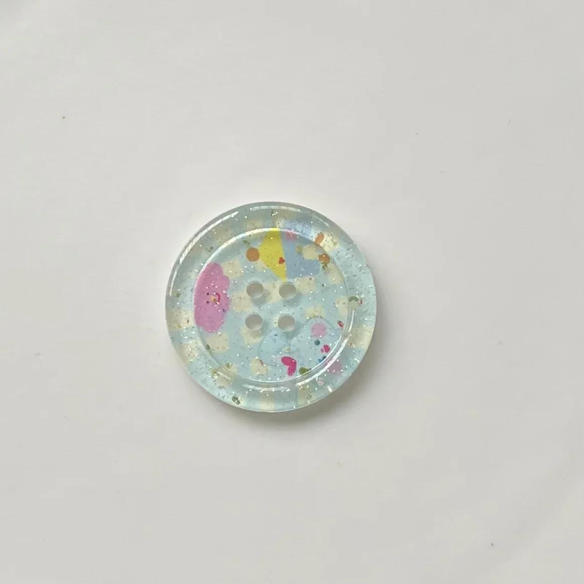 

10Pcs Coat Kids Clothing Sewing Accessories Blingbling Cute Cartoon Round Buttons Glitter Craft Decoration for Girls Cardigan