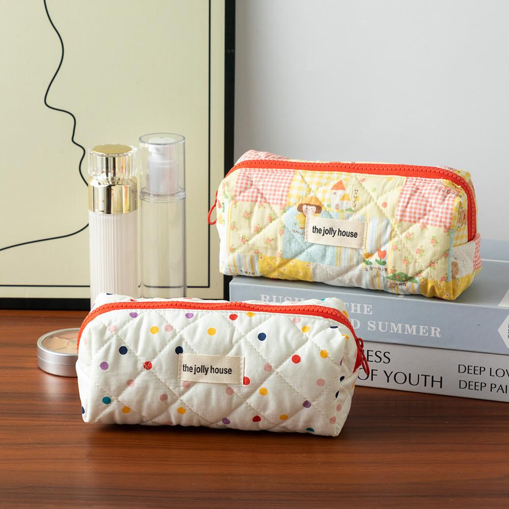 Polyester Colorful Dot Makeup Bag With Large Capacity Portable Travel Organizer For Students