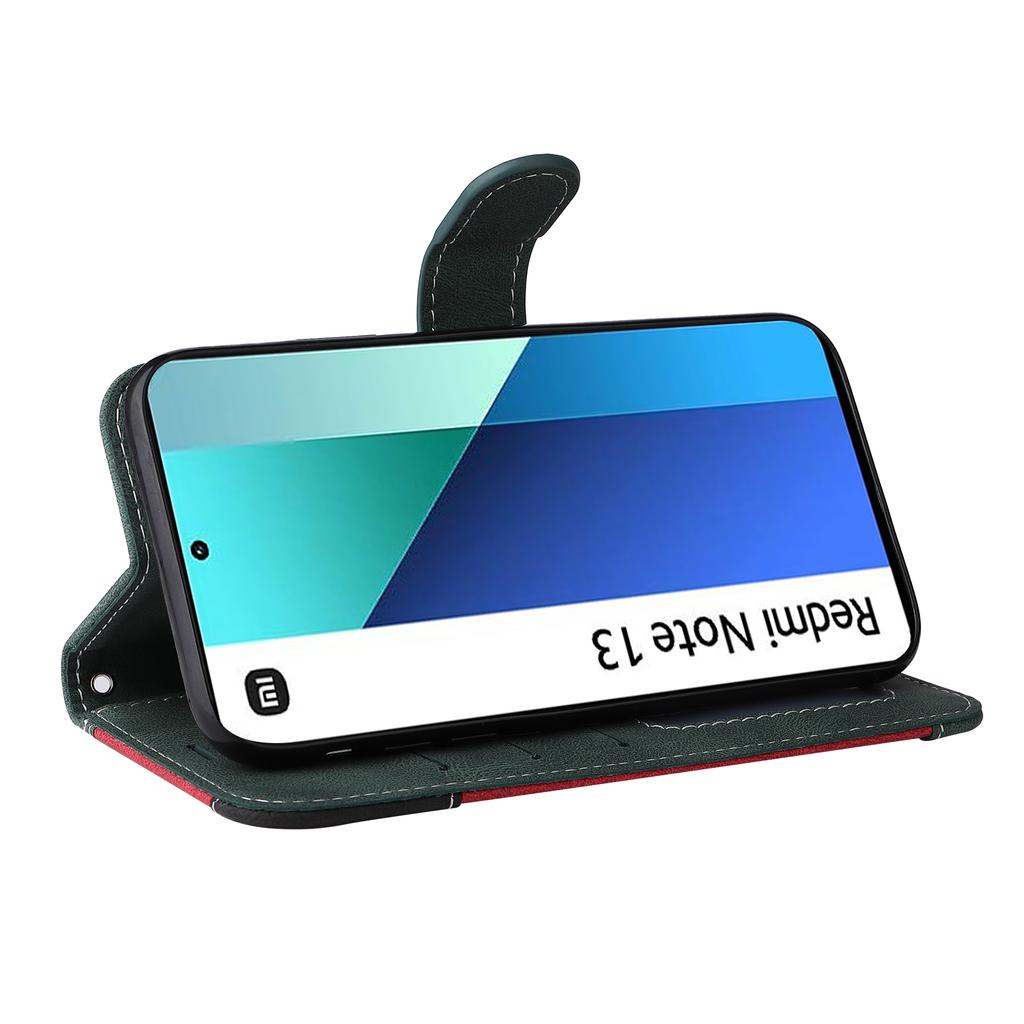 For Xiaomi Redmi Note 13 4G Leather Case Three-color Splicing Phone Cover