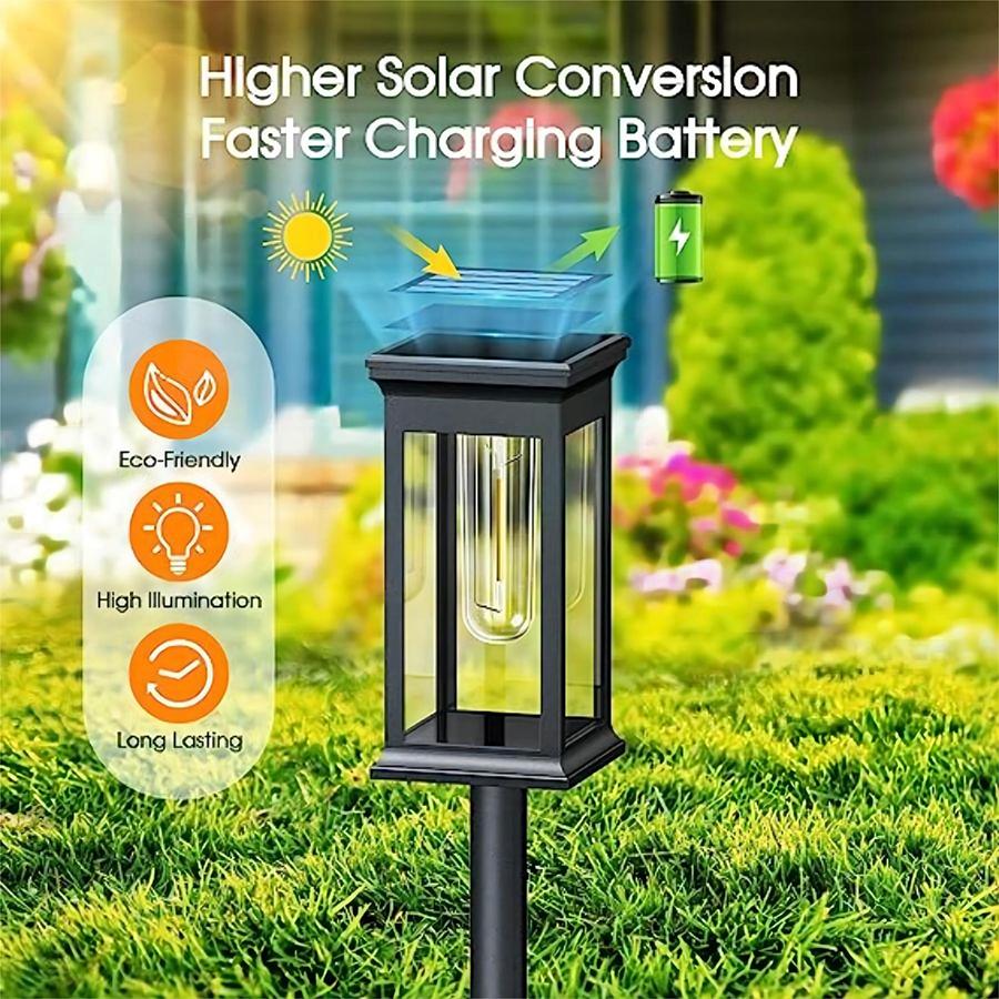 2 Pack Solar Lights Outdoor Waterproof Bright Solar Pathway Lights Auto On/Off LED Landscape Lighting for Yard Garden Walkway