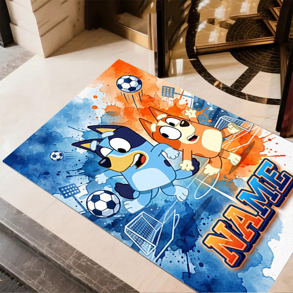 Christmas Penguins Celebration Customizable Name Floor Rug Office Rug Design for Living Rooms Dining Room Outdoor Kitchen Anti-slip Rug