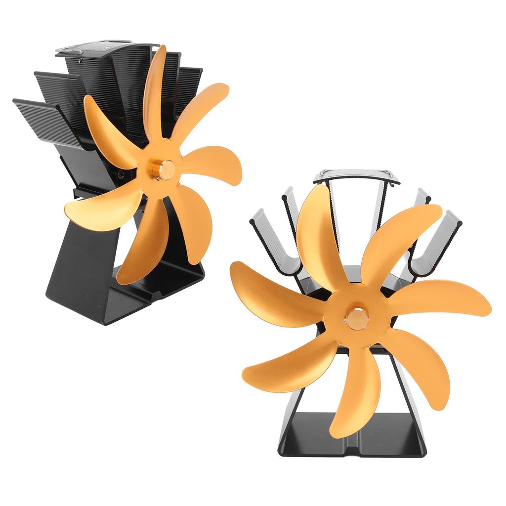 7 Blades Heat Powered Stove Fan Silent Operation Fireplace Fan Aluminium Alloy Wood Stove Fan