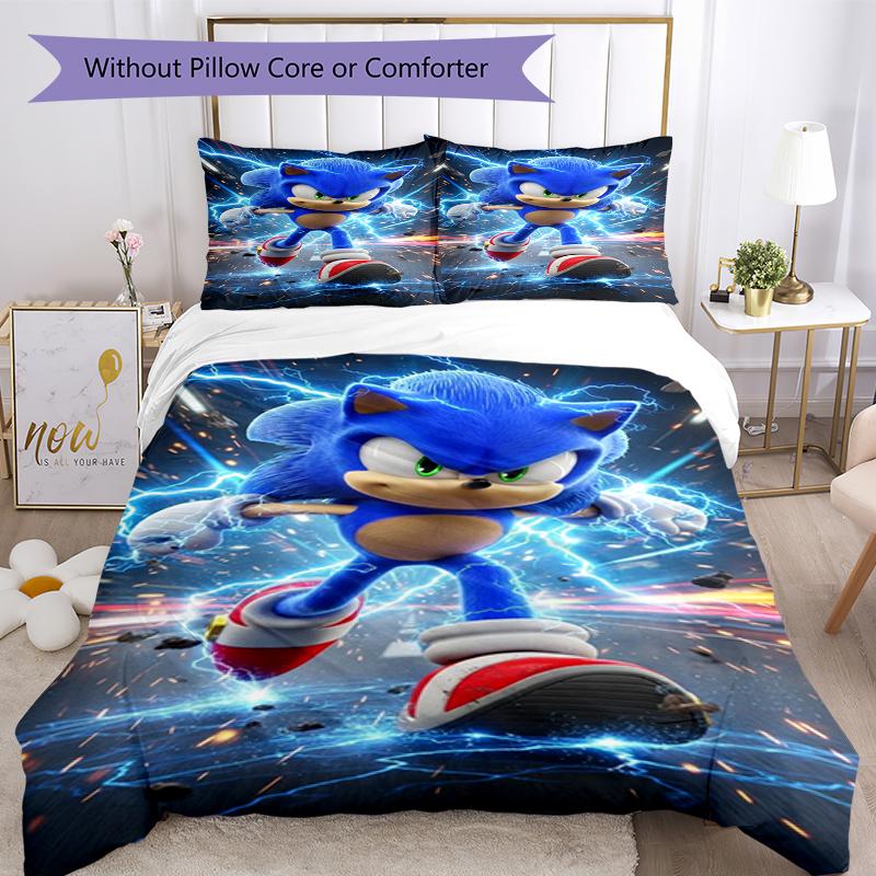 3pcs Sonic Bedding Set Duvet Cover Closure Includes 1 Duvet Cover & 2 Pillowcases, Soft and Comfortable for All Seasons.