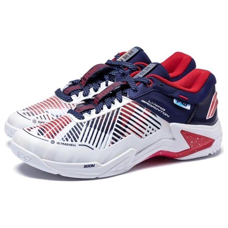Li Ning Thunder Series Pro Comfortable Shock Absorption Non-Slip Wear-Resistant Low-Top Badminton Shoes Unisex Shoes White Blue AYAT009-3