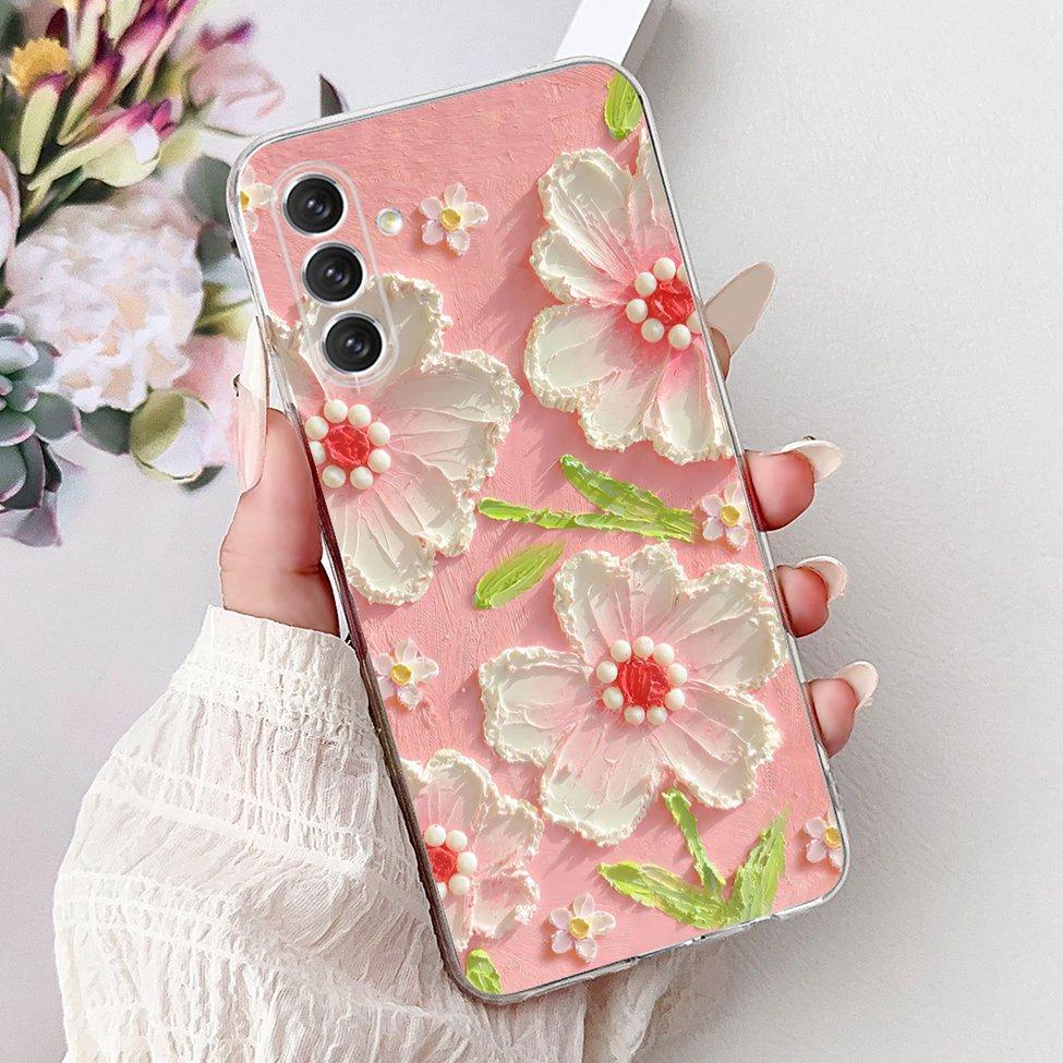 For Samsung A04s Case SM-A047M Clear Aesthetic Cute Cat Fashion Flowers Painted Back Cover For Samsung Galaxy A04s Phone Case