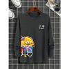 Casual Printed Simple Top Fashionable Loose Long-sleeved Crew Neck T-Shirts Men’s