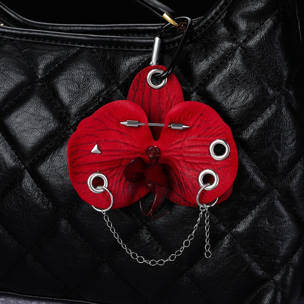 Creative Simulation Flower Orchid Lily Keychain Backpack Decoration Colorful Flower Bag Pendant Gifts Simulation Flower Keyring