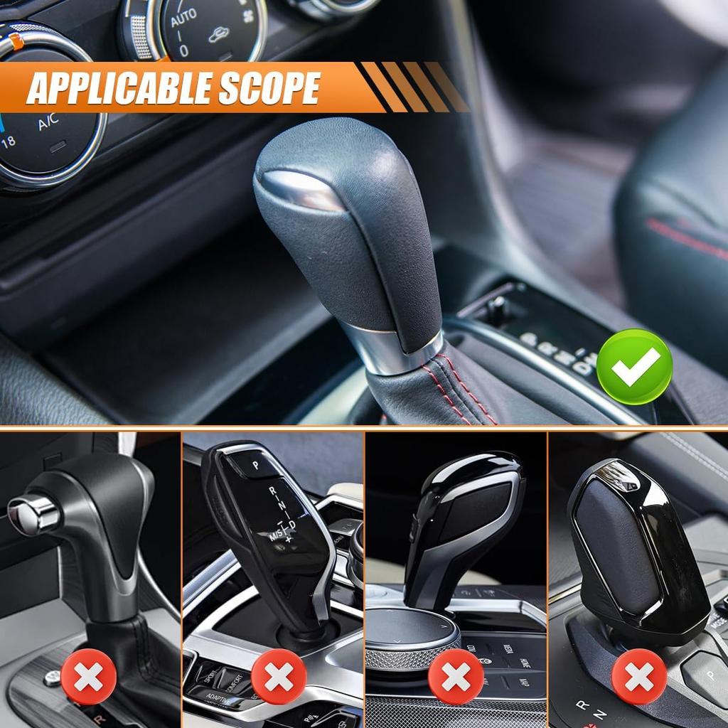 Leather Car Gear Shift Cover, Anti-Slip Dust Waterproof Gear Shifter Stick Protector, Soft Breathable Universal Automotive Shift Knob Decoration