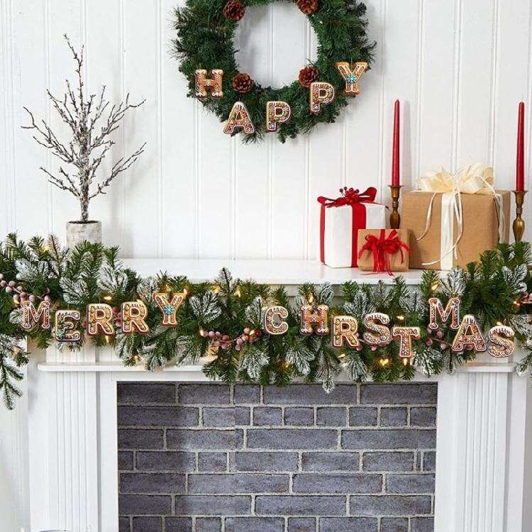 Child Safe Acrylic Christmas Letter Ornament Gingerbreads Homes Decors For Car Homes Decoration Holiday Party Accessory