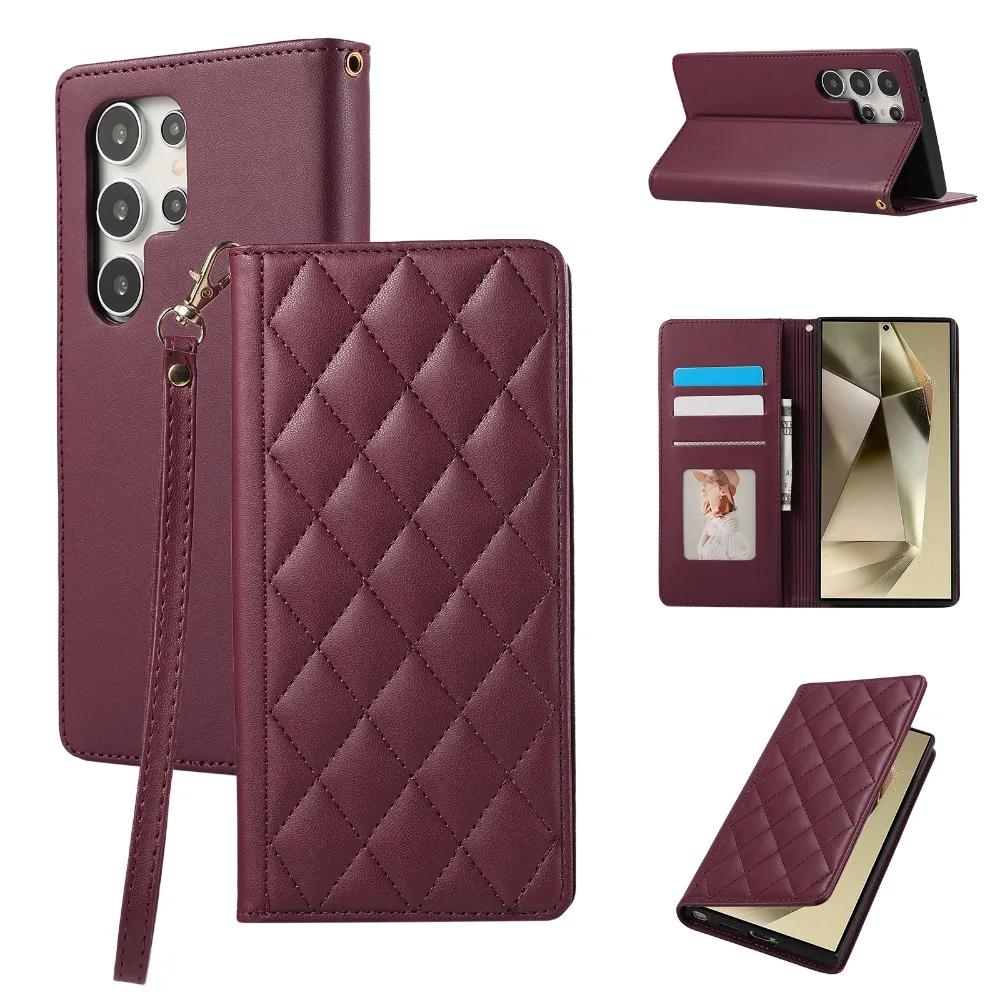 Wrist Strap Leather Phone Case for Samsung Galaxy A06 A16 A15 A35 A55 A25 A14 A24 A34 A54 A33 A53 Wallet with Card Holder Cove