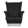 Angelo Wing Chair with Footrest Scandinavian Family Meble Black Velvet