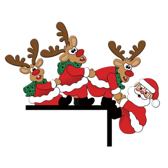 Holiday Door Frame Ornament Christmas Wooden Corner Decor with Snowman/Elk Designs, Seasonal Sticker Ornament, Decorative Topper for Home Decoration