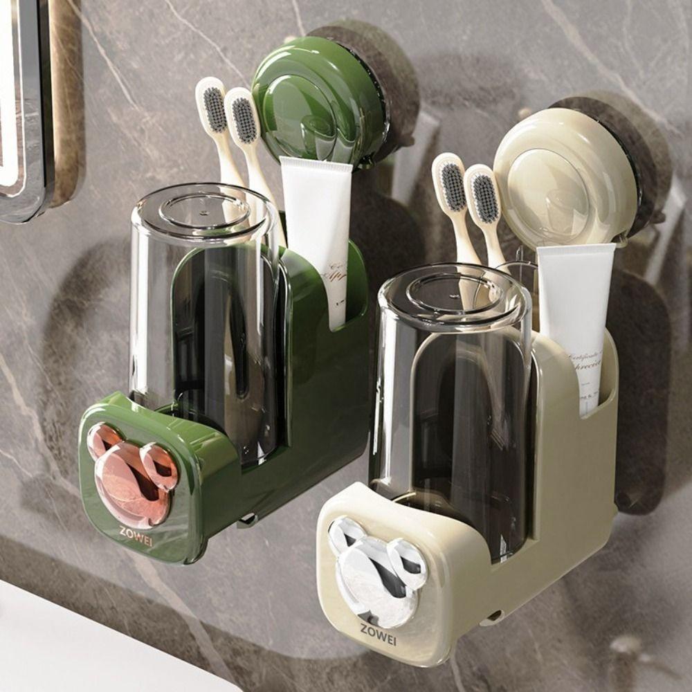 Suction Cup Toothbrush Cup Holder Wall-mounted Toothbrush Storage Rack Toothbrush Rack  Household