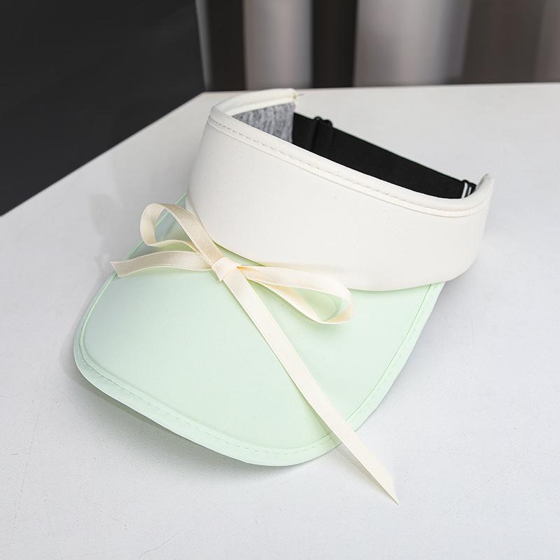 Fashion Candy Color Cute Girls Bow-Tie Baseball Ice Silk Empty Top Women Summer Sunshade Visor Hat Uv Sports Sun Hats Beach Cap