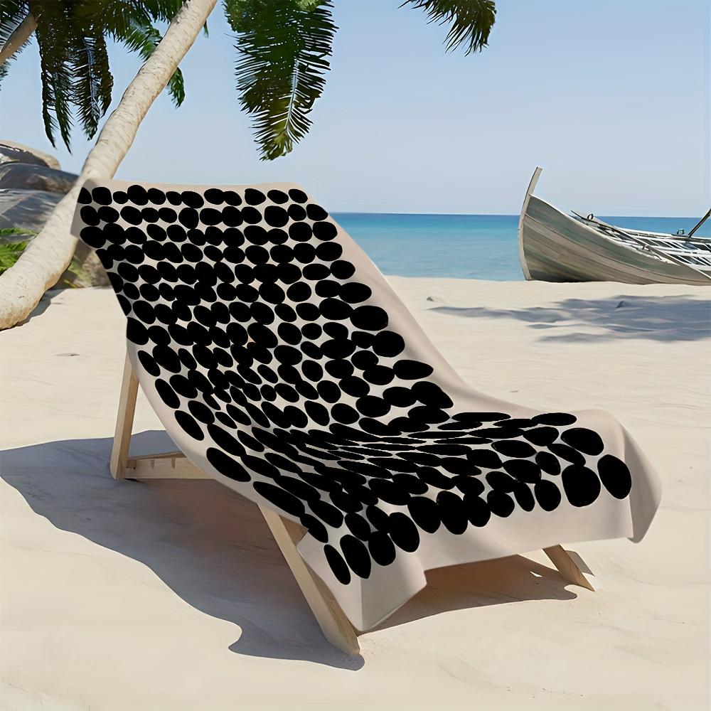 Microfiber Beach Towel Waterproof Sandproof 2D Flat Printed Black Dots Pattern Summer Vacation Pool Blanket Travel Bath Towel