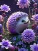 Diamond 5DDIY Painting New Purple Series Animal Hedgehog Flower Full Square/Round Diamond Mosaic Flower Home Decoration