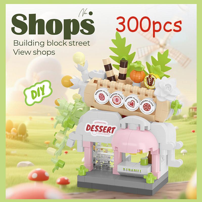 Mini Street View Kaffee Fotostudio Haustier Brot Dessert Blume Hamburger Kleine Läden Stadt Bausteine Für Kinder Spielzeug Geschenke