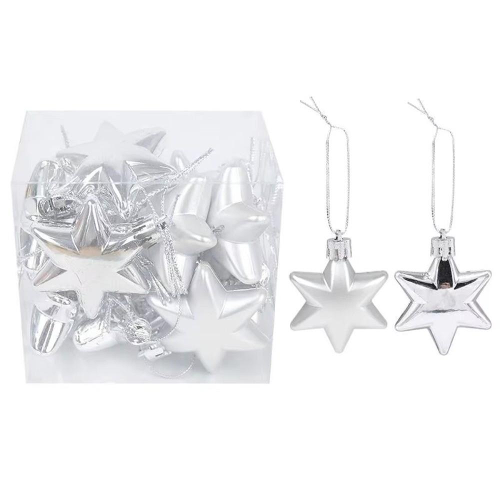 12Pcs Plastic Christmas Heart Shaped Ornaments Bright Christmas Pendants  for Home