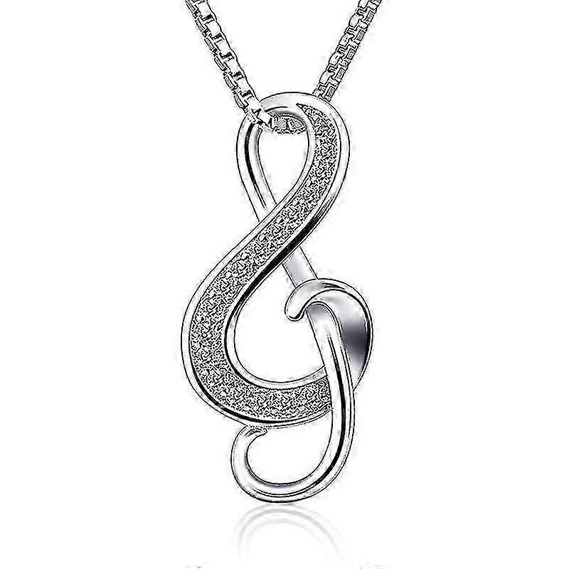Collar Colgante de Nota Musical de Plata de Ley 925 para Mujer - 18 Pulgadas