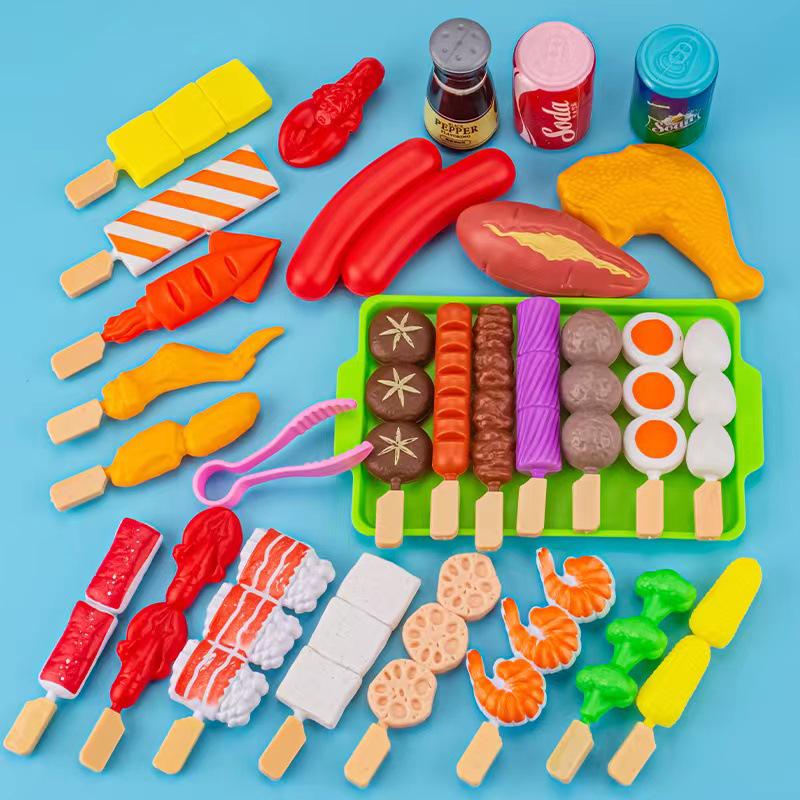 Play Kitchen Set: Simulated Food, Seafood, Fruit, Vegetable, Hot Pot, Barbecue Toys for Children, Boys and Girls Cooking Experience