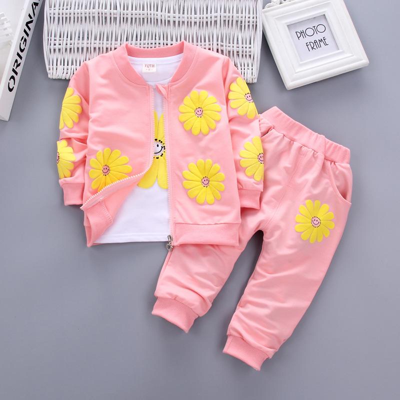 Spring & Autumn Fashion 3-Piece Set for Baby Girls: New Style Children's Clothing