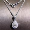 Sparkling Teardrop Pendant Necklace Elegant Double Halo Design Dainty Clavicle Chain for Women for Party Wedding and Daily Wear