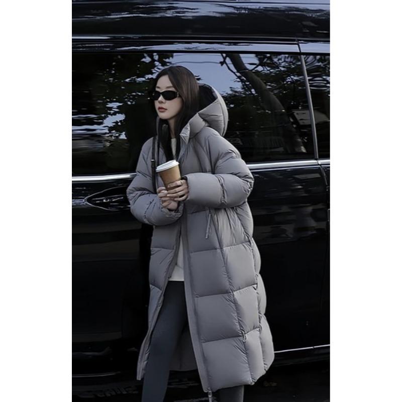Korean Style Loose Hooded Mid-length Cotton Jacket for Women In Winter