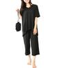 Travel Pajamas with Drawstring Pouch for Short Cool To the Stretch Top and Bottom Length Room Wear [Nishiki] Women, Sleeves, Summer, Touch, Fabric,