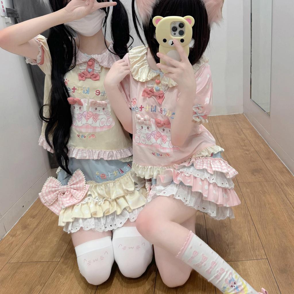 Süßer Rock für Damen mit Visuellem Lolita Traumhaft Locker Prinzessin Sommer Nacht Date [LAVASEON] Schleife, Kei, Spitze, Stil, Süß, Massenproduziert, Passform,