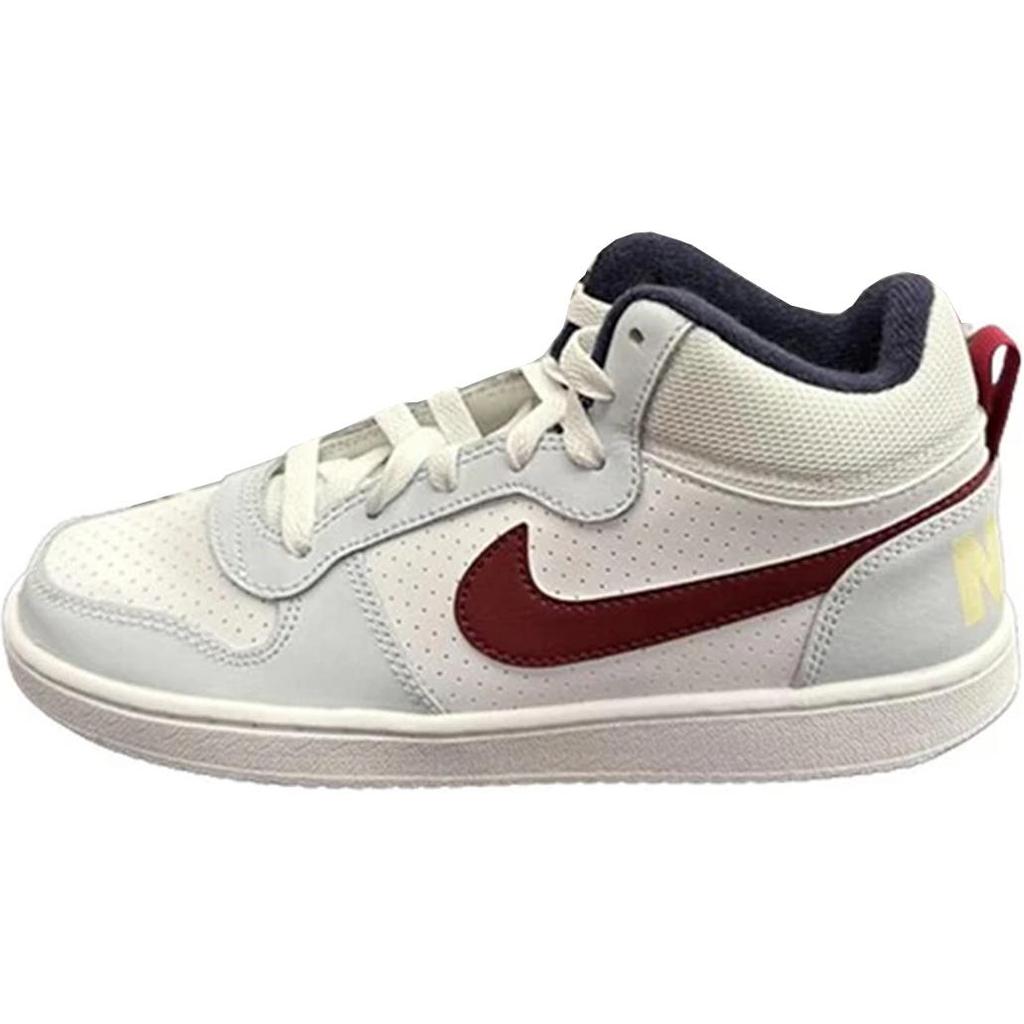 Nike Court Borough Mid 2 Comfortable Versatile Durable Breathable Mid-Top Kids Skate Shoes Kids Skate Shoes White Red FV8122-161