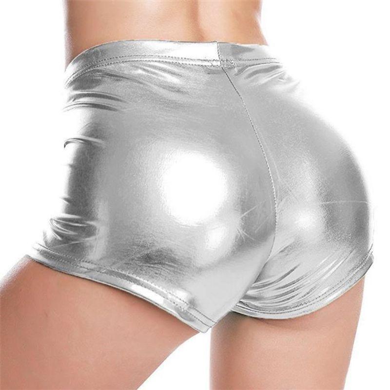 

INS Fashion Fashion Sexy Shorts Hot Pants Female Sexy Leather Hot Mini Shorts Women Silver XL
